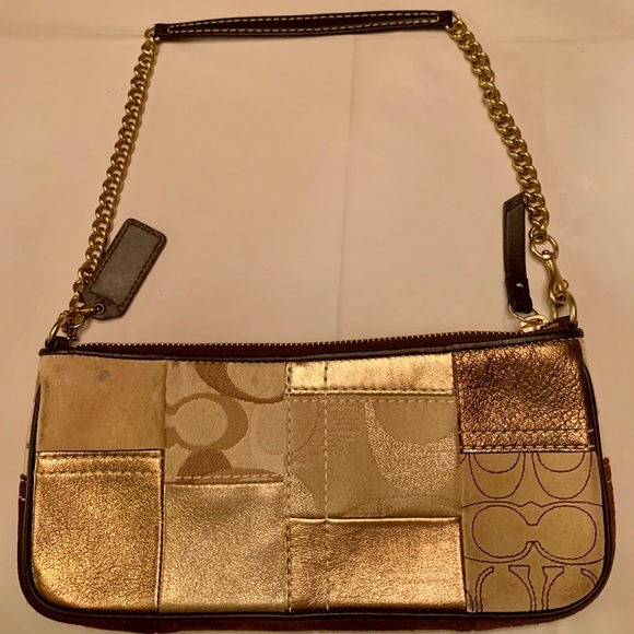 Small gold and brown Coach purse - Picture 3 of 4